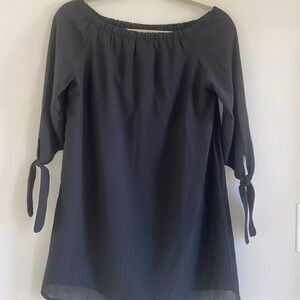 Tobi Black Tie Front 3/4 Sleeve Tunic
